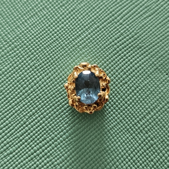 Stunning Oval Blue Topaz 14k Solid YG Slide Bracelet Charm / Pendant - Picture 2 of 7